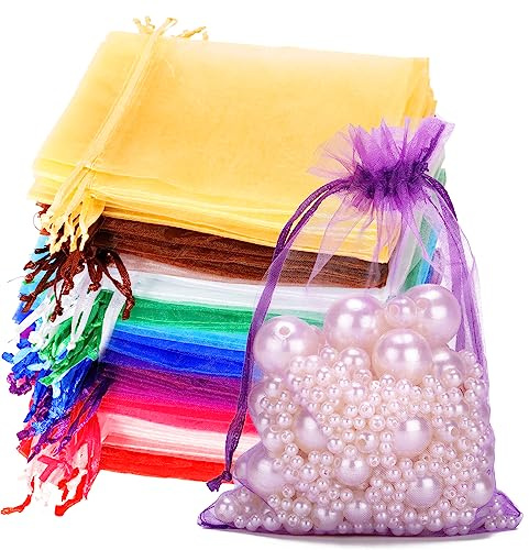 G2PLUS Mix colored Organza Gift Pouches 10x15cm: 100 PCS Medium Favour Bags
