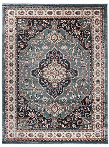 Mazovia Traditioneller Orientalischer Teppich - Weicher Teppich für Wohnzimmer Schlafzimmer Esszimmer - ÖKO-TEX Zertifiziert - AYLA - 160 x 220 cm - Blau