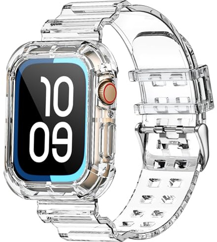 Bracelet pour Apple Watch 42mm 44mm 45mm, Transparent Bracelet de Sport en Silicone Souple Transparent iWatch pour Apple Watch 9/8/7/SE/6/5/4/3/2/1(Blanc)