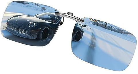 FF FRAZALA Polarized Clip-on Sunglasses Non-flip Anti Glare UV Protection Sunglasses for Prescription Glasses Compact Fit (Silver,Large)