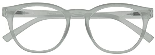 OPULIZE Blu Gafas con Bloqueo de Luz Azul Montura Redonda Hielo Bisagras de Muelle Mejoran el Sueño Ordenador Gaming Antirreflejante Hombre Mujer B5-C +0.00