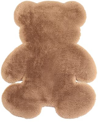 KRIPINC Bär Faux Lammfell Schaffell Teppich Kunstfell, Teppich Weich Flauschig Shaggy rutschfeste für Wohnzimmer Schlafzimmer Kinderzimmer (75x105cm, Braun)