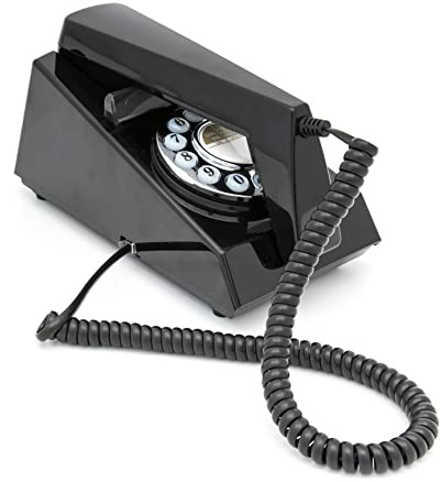GPO Trim Phone, Push Button Retro Landline Corded Telephone, Authentic Bell Ring for Home, Hotels-(Black)