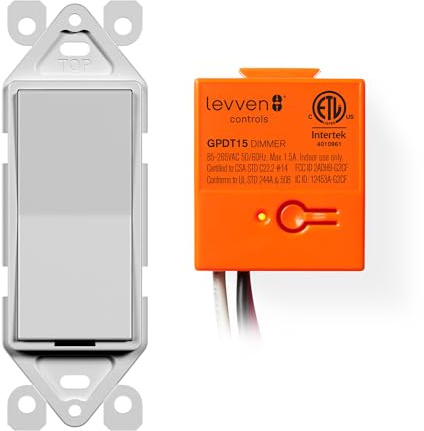 Levven Single-Pole Dimming Wireless Switch Kit - Decorator-Style Switch, Wireless Power Control Kit