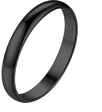 Suplight Anillo Banda Fino Plata de ley 925 Anillo Compromiso Parejas Tamaño 6.75-27.5 Joyeria Minimalista Mujer