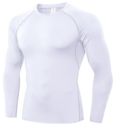 SPVISE 1 or 3 Pack Men's Compression Shirts Long Sleeve Workout Tops White