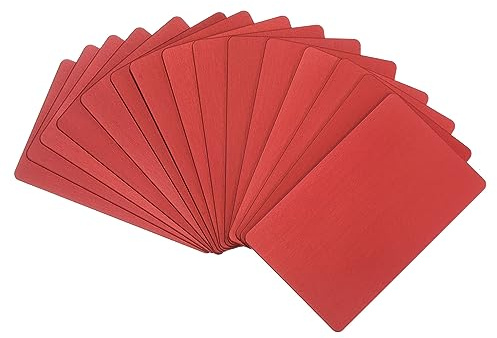PATIKIL 15-pack visitkort i metall anodiserade 0,8 mm tjocka anodiserade aluminiumtomma namnkort 3,4 x 2,1 tum lasergraverat utskrivbart namnkort för anpassad gör-det-själv, röd
