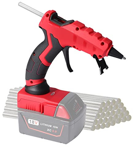 Pistolet à colle chaude sans fil pour Milwaukee 18 V alimenté par batterie avec 30 bâtons de colle, pistolet à colle chaude de 100 W pour bricolage, artisanat, travaux de réparation et d'étanchéité