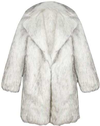 Mens faux pälsrock, mode förtjockar lång dike -kappjacka, vriddown varm lång faux päls cardigan, vit vinter varma utkläder för vinter hippie disco, xxl