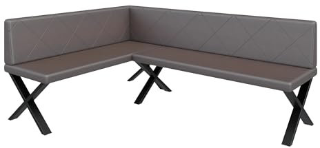 FURNISTAR Eckbank Akiko Metal X - Eckbankgruppe für Ihrem Esszimmer, Küche modern, Sitzecke, Essecke. Perfekt für Küche, Büro und Rezeption. Solide und Starke Verarbeitung. (142x196-Links-Soft30)
