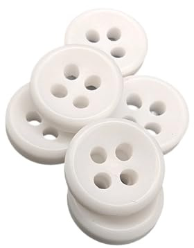 Botiboton - 50 Botones para camisas en colores calidos - 5 medidas y 12 colores a escoger - con 4 agujeros de 2 mm - Fabricado y Enviado desde España - color Blanco, medida 10 mm