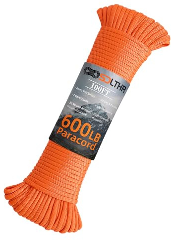 SDLTHR 5/32 100ft Polyester Rope, 600 lb, 32-Strand Braided, Orange