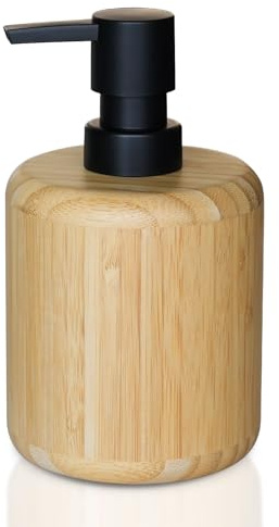 Asashizen Handmade Bamboo Soap Dispenser with Pump, Natural Color