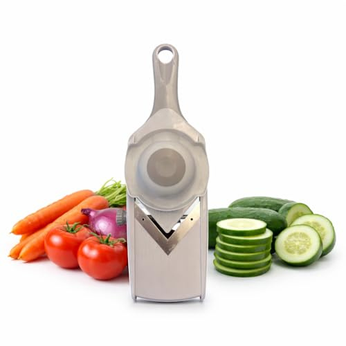 Daily-Max MAX-V Mandolina a V Regolabile 1–5 mm – Lame a Coda di Rondine, Spessore Preciso con Manopola, Manico Soft-Touch – Affetta Verdure a Fettine Sottili e Uniformi