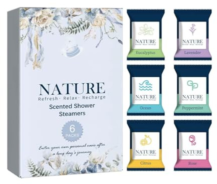 Shower Steamer, 6 Pieces Shower Steamer with Various Fragrances, Long-Lasting Natural Fragrances, Natural Essential Oil for Women Men Bath Supplies (1, 1 Set)