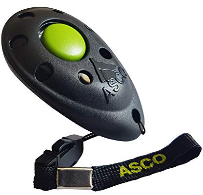 ASCO Premium Clicker für Clickertraining, Hunde Katzen Pferde Profi Clicker, Hundetraining Klicker, schwarz, ASCO-01P