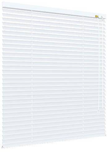 etusimo Alu Jalousie viele Größen und Farben Aluminium Lamellen Rollo Faltrollo Jalousette Wandmontage Deckenmontage Tür Fenster Sonnenschutz Sichtschutz Blendschutz Hitzeschutz (160 x 130 cm, Weiß)