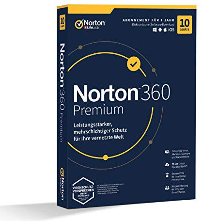 Norton 360 Premium 75GB 1User 10Device 12MO GENERIC|Premium|10 Geräte|1 Jahr|PC|Download|Download