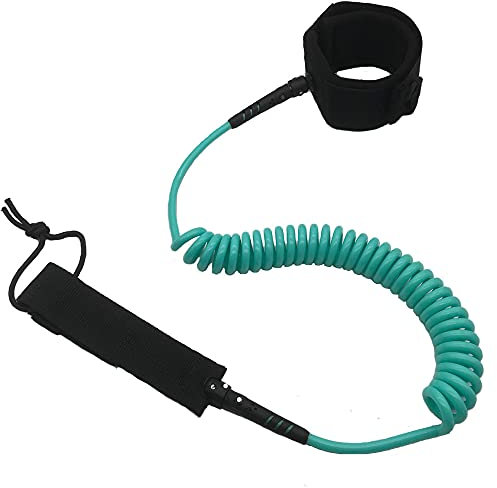 Sup Leash, 3,8 m, 7 mm dick, Premium-Spiral-Surf-Leine, Surf-Paddel-Board-Beinseil (türkis)