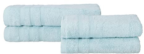 Müskaan® 4er Bambus Handtuch Set Aqua, 50% Baumwolle & 50% Bambus, 450g/m² – 2X Duschtuch 70x140cm & 2X Handtuch 50x100cm – Öko-Tex, Frottee Handtücher Set Baumwolle, Handtuchset Blau, 60°C waschbar