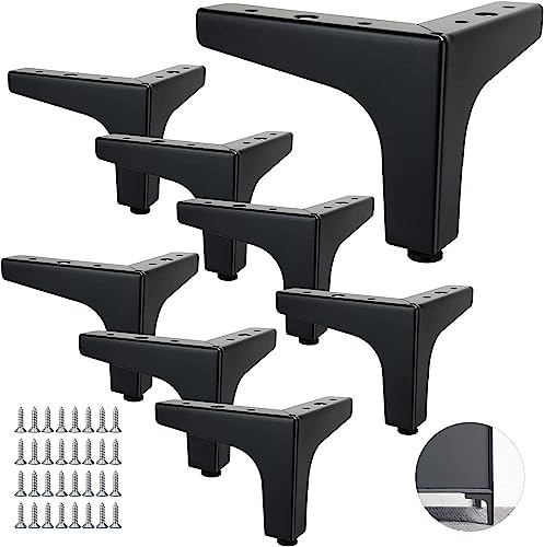 SENENQU 8 Pezzi Piedini per Mobili Nero 10 cm, Gambe per Tavolo in Metallo con Viti Incluse, Piedi per Tavolo, Divano, Letto, Armadietto e Mobile TV, Design Moderno
