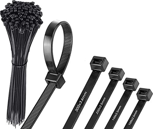 HAYATEC 500er Kabelbinder Set Kabelbinder schwarz Kabelbinder Uv beständig extra stark lang groß und Hitzebeständig in 4 Größen: 100/150/200/300 mm
