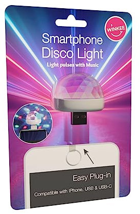 Winkee - Handy Mini Discokugel I Tragbare Partybeleuchtung für unterwegs I Stimmungsvolles Licht & coole Effekte I Festival Gadgets