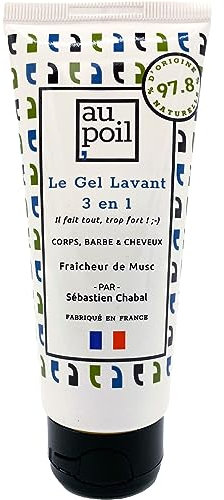 AU POIL Gel detergente 3 in 1 Freschezza Muschio per corpo, barba e capelli di Sebastien Chabal tube 100ml formato viaggio