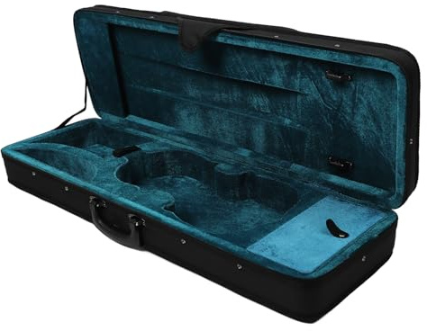 HOHXFYP Étui pour Violon 4/4, Intérieur en Peluche, Étui Rigide Léger pour Violon 4/4 Pleine Grandeur Avec Bretelles Réglables, Étui pour Violon Rectangulaire Portable en Tissu Oxford, Noir Bleu