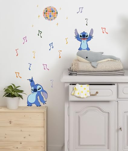 Komar Wandtattoo - Stitch Music - Größe 50 x 70 cm - Disney, Wandsticker, Kinderzimmer, Aufkleber, Bunt