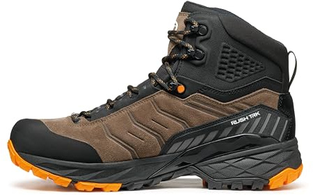 SCARPA Men's Rush TRK GTX Waterproof Gore-Tex Lightweight Hiking Boots, Brown/Orange, 9.5-10