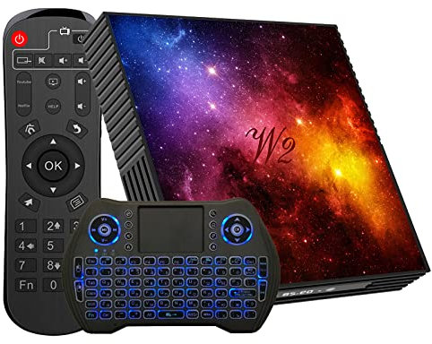 Android Box 4 GB RAM 128 GB ROM Smart Box Built - in 2.4G / 5G WiFi Bluetooth 4.2, Reproductor Multimedia Compatible con vídeo 4K 3D UHD con Mini Teclado inalámbrico