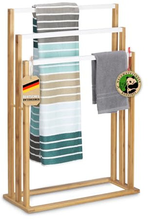 KARAT - Porte-Serviettes en Bambou – Étagère à Serviettes avec Rangement Pratique pour Serviettes et Accessoires - Design Élégant Durable Écologique (Kentucky, P24 x L54 x H82,5 cm)