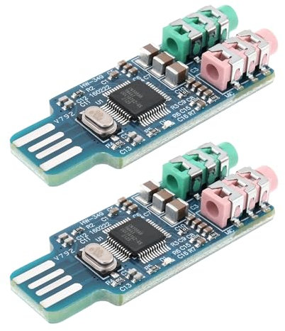 eMagTech 2 Unidades de Chip de Tarjeta de Sonido USB CM108 Tarjeta de Sonido Gratuita Conveniente Tarjeta de Sonido de Cristal Externa Estéreo para Computadora Portátil 49x19x8mm