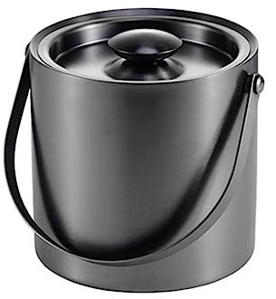 Secchiello per il ghiaccio con coperchio, secchiello per il ghiaccio in acciaio inossidabile con doppia parete isolata, secchiello per il vino per bar e feste, accessori per bar di casa, grigio s