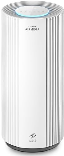 COWAY Air Purifier for Large Rooms, CADR 734 m³/h, Cleans 304 m² in 1 Hour, HEPA Filter for Smoke, Allergies, Pet Dander, Odours, PM1/2.5/10 AQI Display, Energy Saving Mode, AIRMEGA 450 White