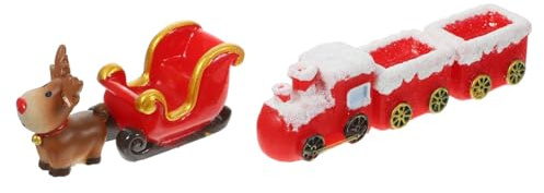 LABRIMP Decoración Miniatura Navideña con Reno y de Resina Accesorios para Micro y Adornos Pequeños para Navidad