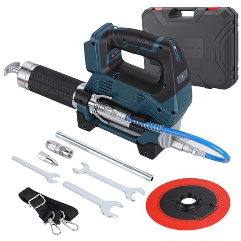 HISUEKIG Ingrassatore a Batteria, 12000PSI Pistola per Grasso Elettrica con Luce e Supporto Tubo, 2 Testina Ingrassatore Compatibile con Makita 18V, lubrificazione per Veicoli e macchinari