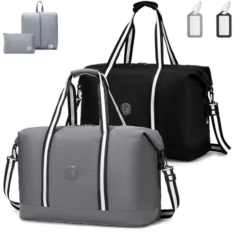 SPAHER 2X Bagage Cabine 55x40x23 Lufthansa TUI Airways Sac de Voyage Cabine Avion Pliable 50L Sac de Weekend Sport Imperméable Bagage a Main Valise Cabine pour Femme Homme