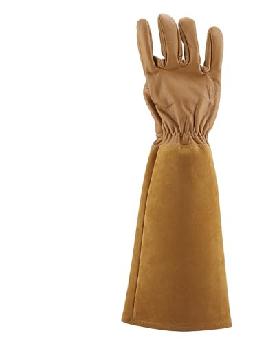 GLOGLOW Lunghezza del Gomito da 46 a 47 Cm Resistente Alla Perforazione Cuscino per il Palmo Copertura dell'avambraccio per Rose Arbusti Raccolta di Bacche per Potatura di Rose Pelle di Pecora