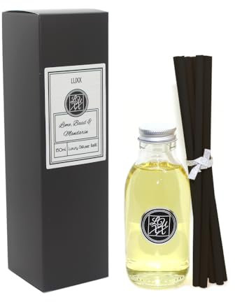 Luxx Creations - Large Luxury Room Diffuser Refill 150ml & Reeds (Lime, Basil & Mandarin/Black Reeds)