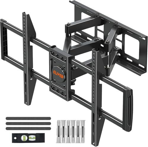 ELIVED Schwenkbare Neigbare TV Wandhalterung für 37-84 Zoll LED, LCD, OLED, Plasma TVs (Flach & Curved) bis zu 45kg mit Max VESA 600x400mm, Bewegliche Doppel Arm Fernseher Wandhalterung EV015