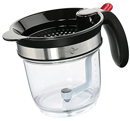 Küchenprofi Fett-Trennkanne Comfort | Kunststoff, Edelstahl | Fetttrennkanne 1 Liter | Fetttrenner für Soßen | Messskala | Soßentrenner mit Bodenventil als Dosierhilfe
