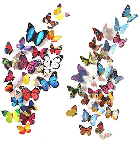 80 Stück 3D Schmetterlinge Deko Schmetterling Wandaufkleber Schmetterlinge Dekoration Wandtattoo Abnehmbare Wandaufkleber Heimdeko Schlafzimmer Deko