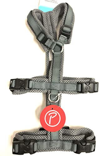 Petlando Mesh Sicherheits-Geschirr Anthrazit S (Halsumfang 28-52 cm, Brustumfang 43-60 cm, Bauchumfang37-52,5 cm) Länge 30 cm 6-12 kg