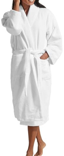 Christy Super Soft Cosy Bath Robe | Luxury Dressing Gown | Quick Dry, Snag Free | Lightweight 320GSM Womens Bathrobe | Soft Cotton Velour Inner Lining | Size Large-X-Large (UK 16-22) | White
