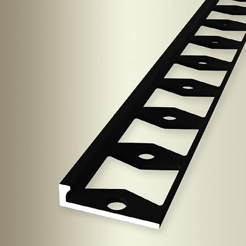 PROVISTON | Abschlussprofil | Breite: 21 mm | Höhe: 2 mm | Länge: 2500 mm | Aluminium pulverbeschichtet | Doppel-K-Profil | Schwarz | Geschlossen Gestanzt