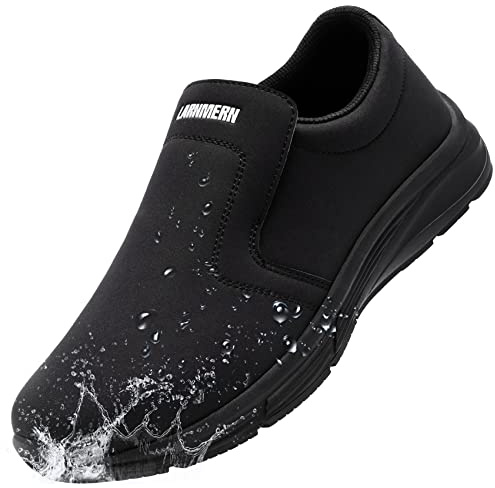 LARNMERN Zapatos Cocina Slip-On Hombre Anti-Deslizante,Negro,40 EU