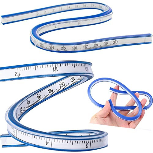 2 Stück Flexibles Kurvenlineal, Kurvenlineal Nähen, Lineal Kurvenlineal, Biegbares Lineal, Kurve Lineal, Flexibles Kunststoff Kurvenlineal, für Zeichnen Mal Grafiken Kleiderdesign Maß Werkzeug