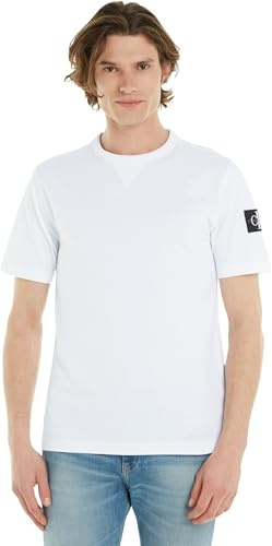 Calvin Klein Camiseta de Manga Corta Hombre Regular tee con Logotipo Tipo Etiqueta, Blanco (Bright White), M